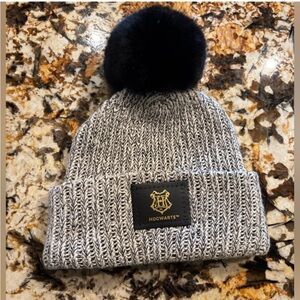 NEW Love Your Melon X Harry Potter Adult Pom Beanie Black And White Hogwarts